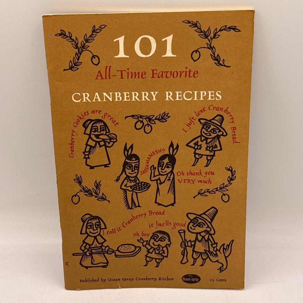 Ocean Spray 101 All-Time Favorite Cranberry Recipes Booklet Vintage Brown Ad